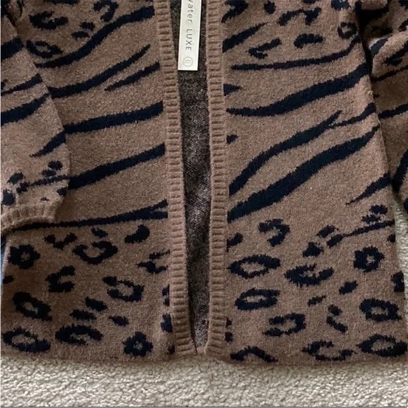 Saltwater Luxe Animal Print Open Cardigan Sweater - Picture 5 of 9